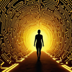 **

Prompt: *Data labyrinth illuminated, leading to personalized experiences. Focus on glowing data streams forming paths, with a silhouette of a person at the end, representing user satisfaction.*

**