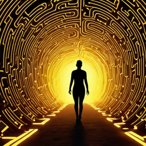 Home 6 **
Prompt: *Data labyrinth illuminated, leading to personalized experiences. Focus on glowing data streams forming paths, with a silhouette of a person at the end, representing user satisfaction.*
**