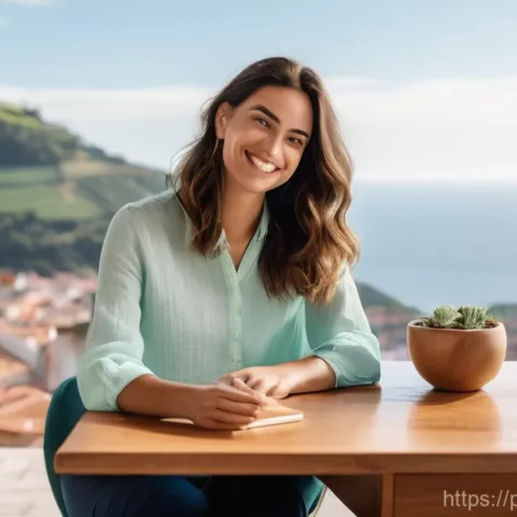 하이퍼 퍼스널라이제이션과 고객 상호작용 개선 - **A highly personalized travel booking experience powered by AI.**
A young Portuguese woman in h...