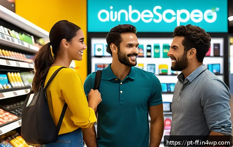 하이퍼 퍼스널라이제이션과 성과 분석 - A modern Brazilian retail store scene showcasing a diverse group of customers interacting with perso...