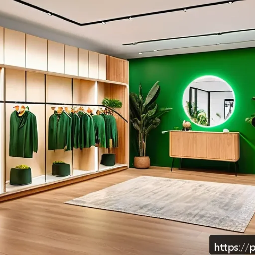 하이퍼 퍼스널라이제이션과 패션 산업의 변화 - A modern Brazilian boutique interior showcasing an immersive digital fitting room experience with au...