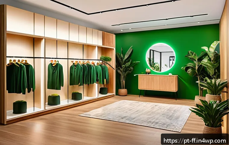 하이퍼 퍼스널라이제이션과 패션 산업의 변화 - A modern Brazilian boutique interior showcasing an immersive digital fitting room experience with au...
