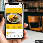 Home 19 하이퍼 퍼스널라이제이션의 글로벌 사례 - A modern Brazilian delivery app interface displayed on a smartphone held by a young adult in a vibra...
