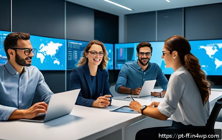 하이퍼 퍼스널라이제이션을 위한 사용자 데이터 분석 - A modern digital marketing office scene featuring a diverse team of professionals analyzing large da...