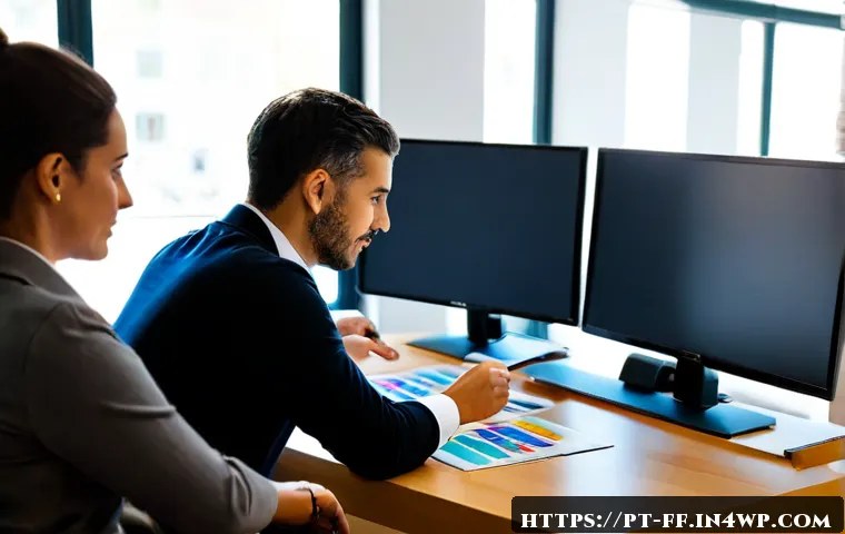 Home 17 하이퍼 퍼스널라이제이션의 데이터 품질 관리 - Photorealistic Lisbon office scene, a Portuguese data analyst carefully reviewing clean customer pro...